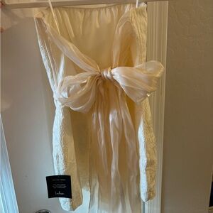 Lulus Ivory Strapless Romper with Bow